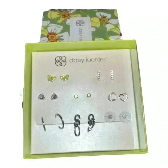 Daisy Fuentes Silver Tone Box Earring Set - Picture 1 of 4